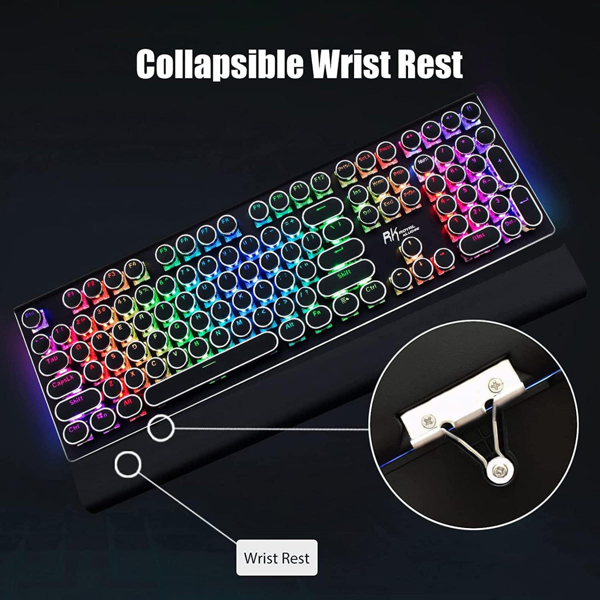RK ROYAL KLUDGE S108 Typewriter Keyboard, Retro Mechanical Gaming Keyboard Wi...