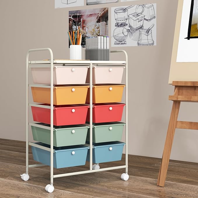 GOFLAME 10-Drawer Rolling Storage Cart, Art Craft Storage Organizer on Wheels - Image 2