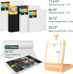 viswin 62 pcs acrylic paint set with easel, package contents