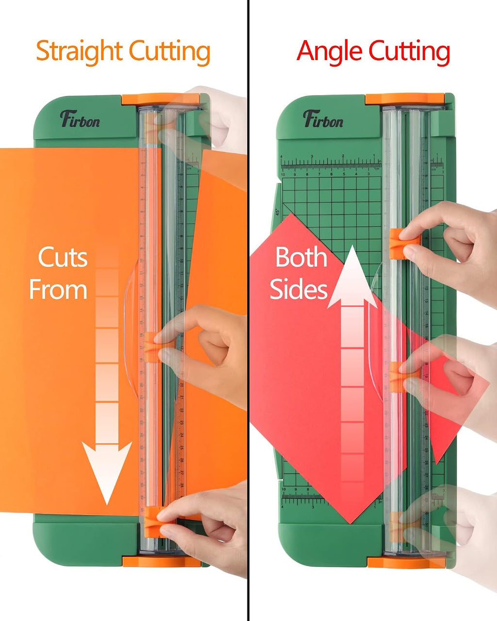 Firbon A4 Paper Cutter, 12 Inch Paper Trimmer with Extened Ruler, Green | 12 Sheet Capacity | CM & Inch Scale | Spring-Loaded Safe Blade | Cuts Cardstock, Vinyl, Coupons, Labels & Scrapbooking Crafts