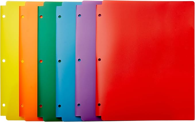 Amazon Basics Plastic 3 Hole Punch Folders by AmazonBasics