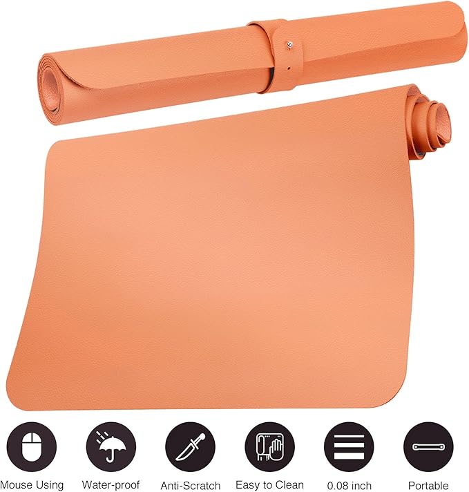 Boutilon Leather Desk Pad Protector, Non-Slip Mouse Pad, Laptop Desk Pad - Image 3