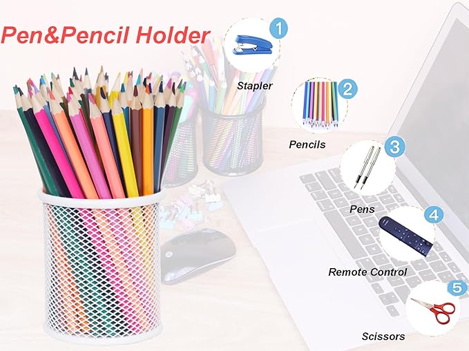 SNOW COOLER Pen Holder Mesh Pencil Holder Metal Pen Holder Cup Pencil Cup Holder - Image 5