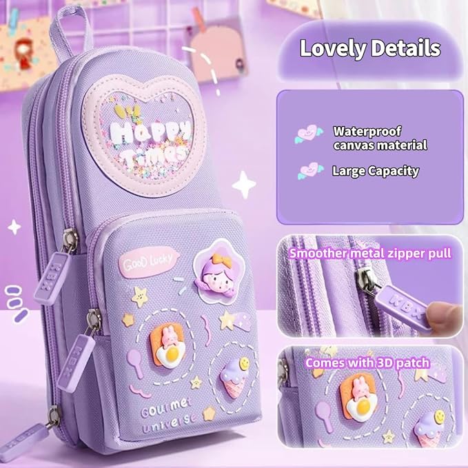 Large Capacity Kawaii Purple Pencil Case - Image 5