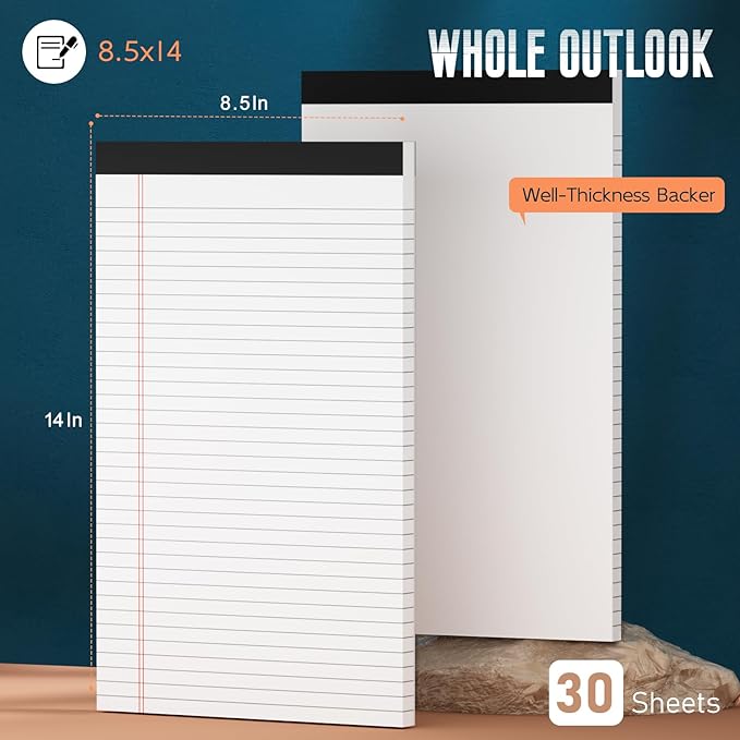 Roneky Note Pads 8.5"x 14", 10 Pack Legal Pads 8.5 x 14 White, Notepads 8.5 x - Image 2