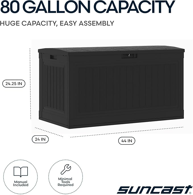 Suncast 80-Gal. Waterproof Resin Large Outdoor Patio Deck Box - Image 3