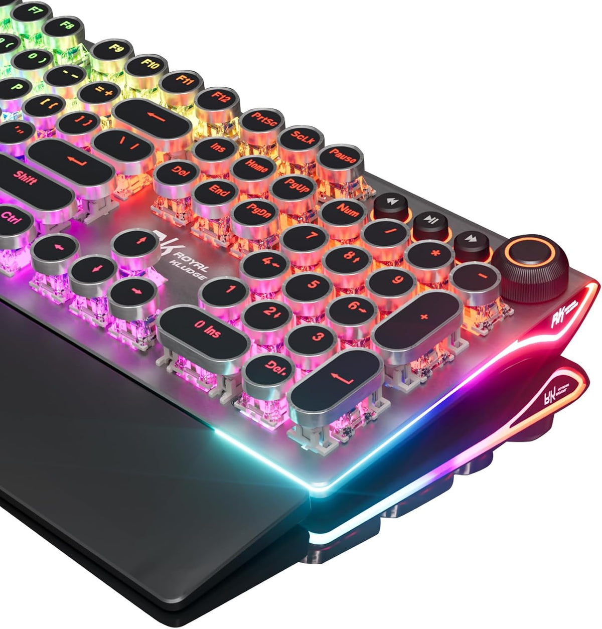RK ROYAL KLUDGE X108 Typewriter Keyboard with Knob, Wired Mechanical Gaming K...