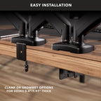 mount-it! dual monitor desk mount, 13-32", 17.6 lbs, side view