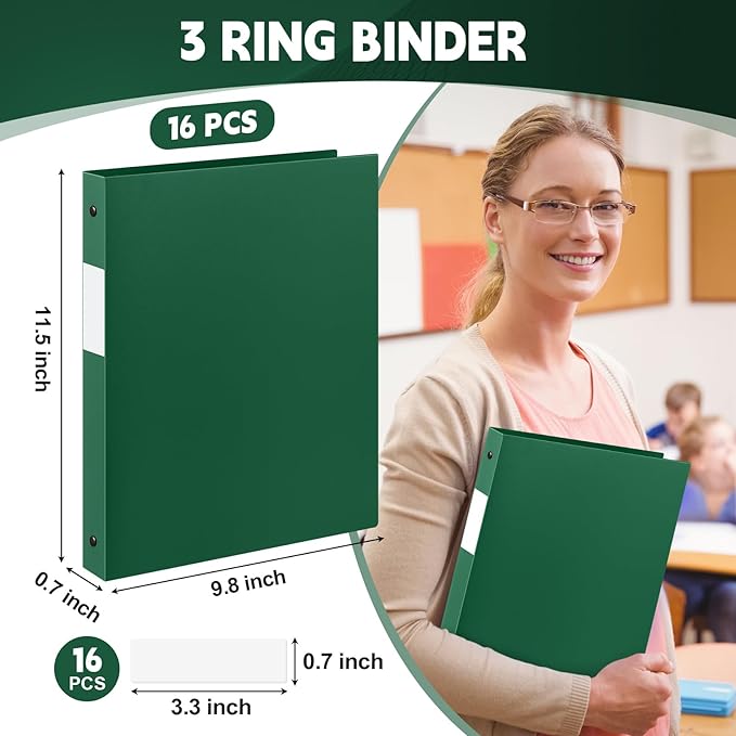 Henoyso 16 Pcs 3 Ring Binder 0.5 Inch Round Fits Letter Size 8.5'' x 11'' Paper - Image 2
