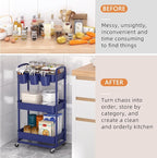 JIUYOTREE 3-Tier Plastic Rolling Storage Cart Utility Cart - Image 5