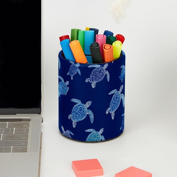 Leather Pen Holder for Desk Turtles Cartoon Pencil Cup Desktop Organizer Makeup - Image 5