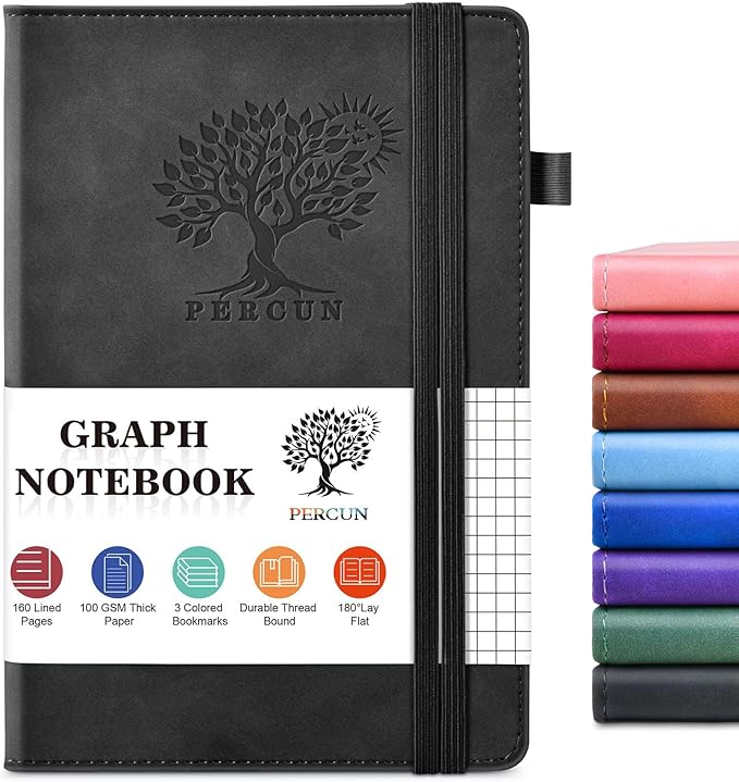 PERCUN Graph Paper Notebook, 160 Pages Grid Journal by PERCUN