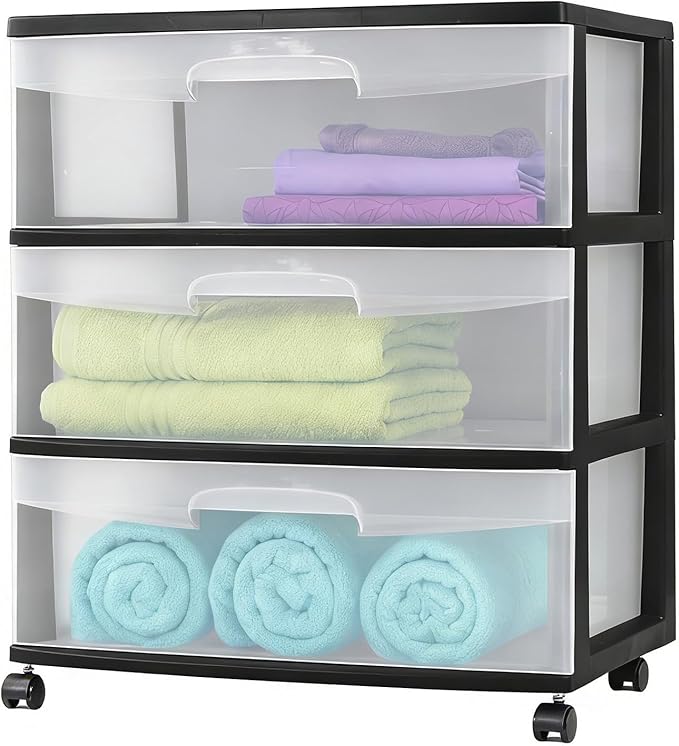 3-Drawer Wide Rolling Storage Cart by Unknown