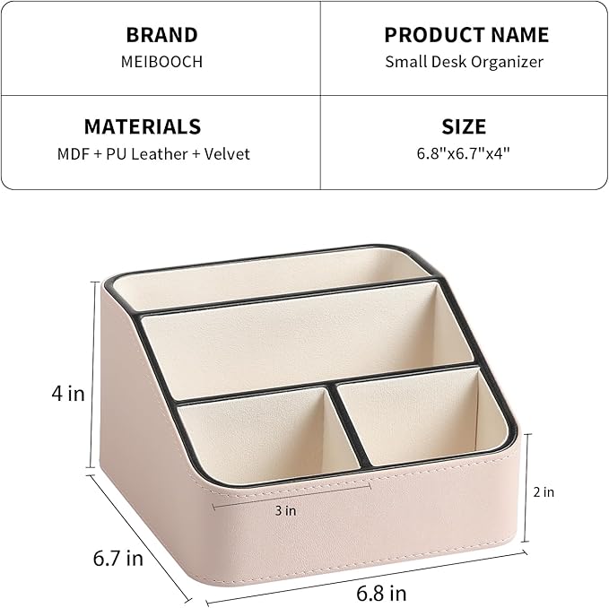 MEIBOOCH Remote Control Holder, PU Leather Small Desk Organizer - Image 5