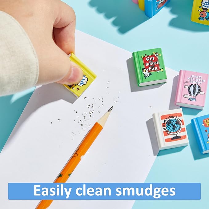 party greeting 100Pcs I Love to Read Pencil Erasers Fun Erasers Bulk - Image 5
