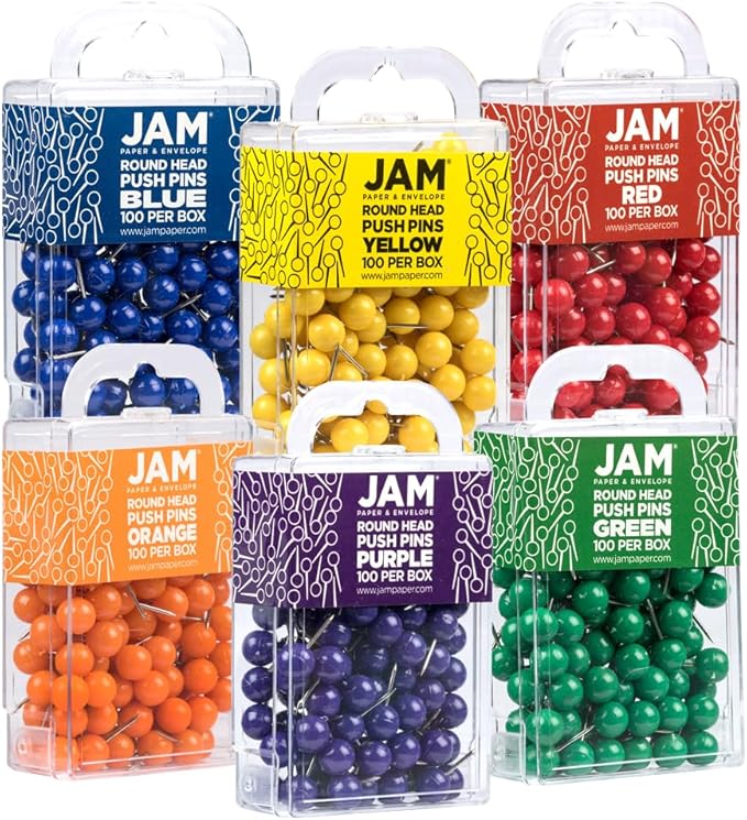 JAM PAPER Colorful Push Pins - Image 2