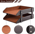 XNONE Leather Desk Organizer, 2-Tier Stackable Letter Tray Holder, Office - Image 4