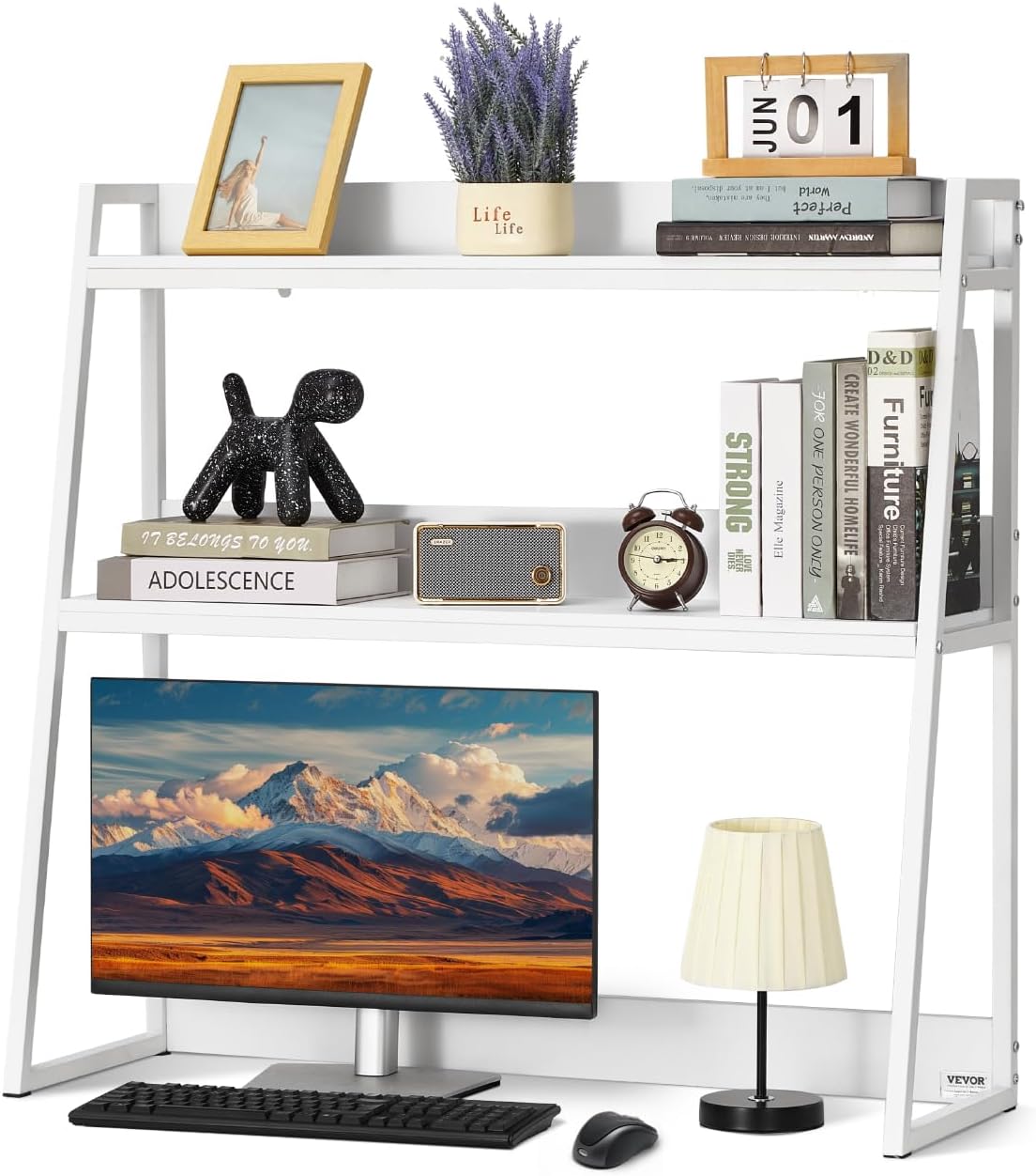 VEVOR Desktop Bookshelf, 2-Tier Desktop Storage Organizer, 37.4" x 12.6&...