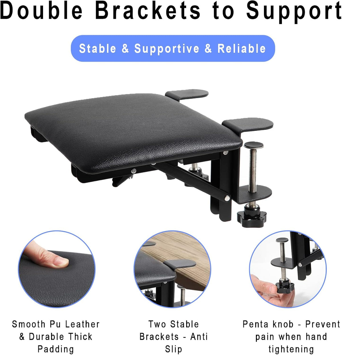 eulps Foldable Arm Rest for Desk, Clamp-On Desk Arm Support Pad with Soft PU ...