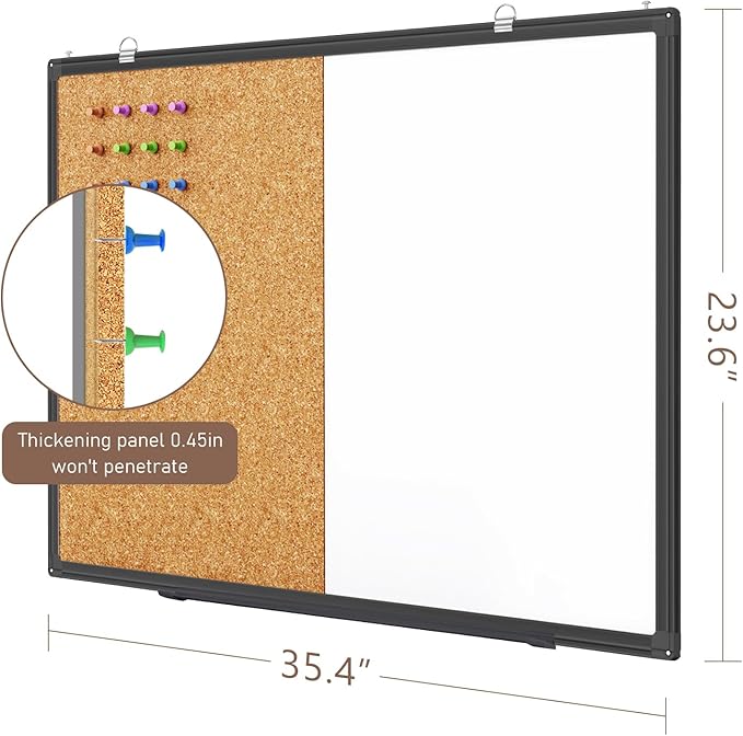 maxtek Combination White Board & Bulletin Cork Board 24 x 18 Whiteboard Magnetic - Image 6