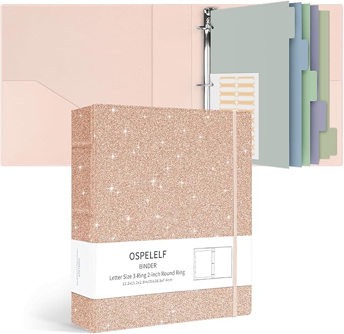 Ospelelf Vintage Hardcover 3 Ring 2 inch Leather Binder, Professional Binders by OspelelfOfficeSupplies