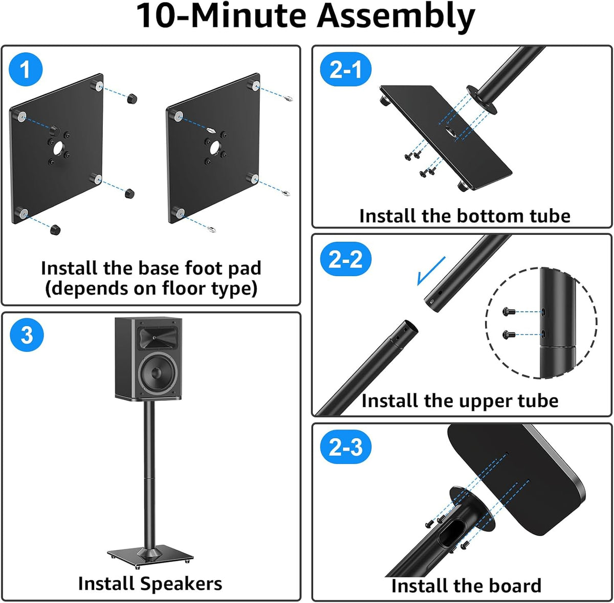 MOUNTUP Universal Speaker Stands Pair for Surround Sound Home Theater, 31&quo...