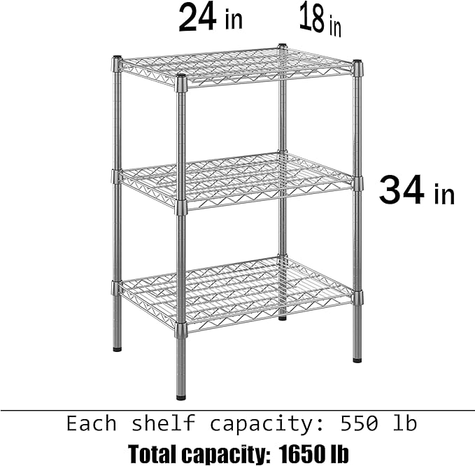 Regal Altair 18" Deep x 24" Wide x 34" Height Wire Shelving Kit | 3-Tier |NSF - Image 3