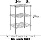 Regal Altair 18" Deep x 24" Wide x 34" Height Wire Shelving Kit | 3-Tier |NSF - Image 3