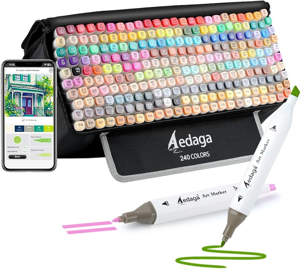 AEDAGA 240 Colors Alcohol Markers by AEDAGA