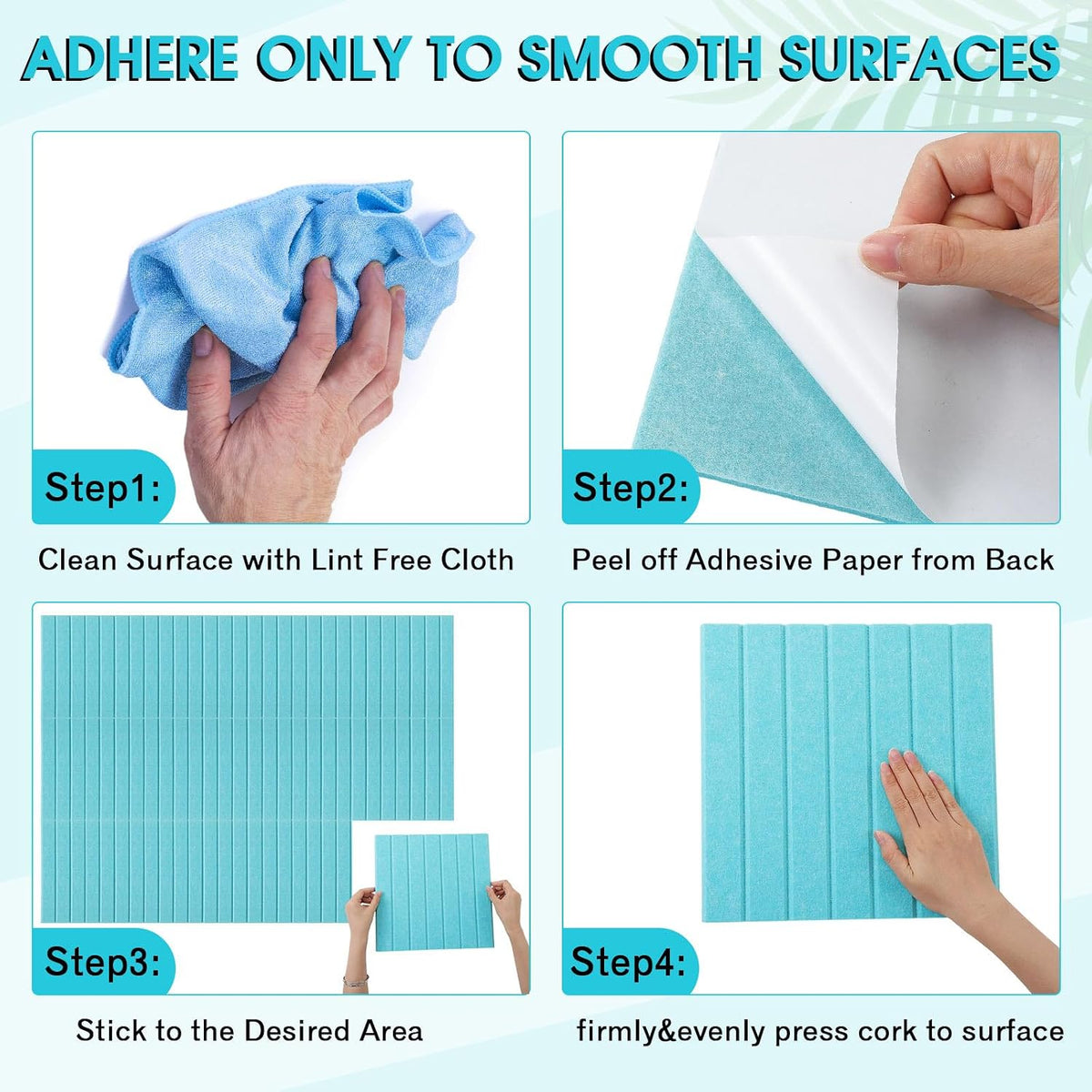 Honoson 12 Pack Felt Bulletin Board Self Adhesive Wall Tiles, Lake Blue