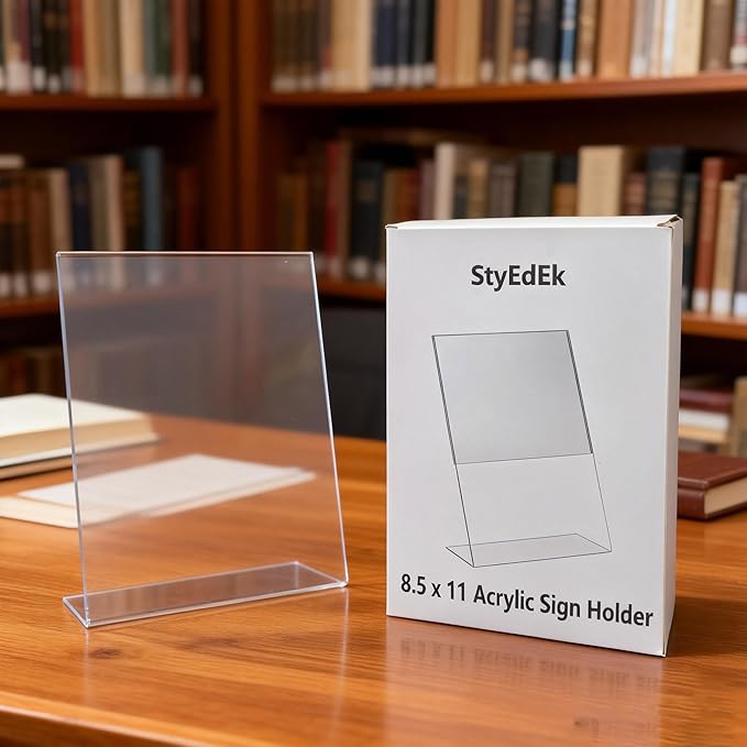 StyEdEk 6 Pack 8.5x11 Inch Acrylic Sign Holder Clear Plastic Table Paper - Image 4