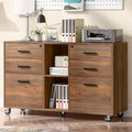 Lateral File Cabinet with Lock, Large Mobile Storage Filing Cabinet with 6 by Halitaa