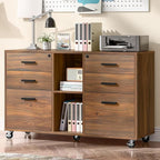 Lateral File Cabinet with Lock, Large Mobile Storage Filing Cabinet with 6 by Halitaa