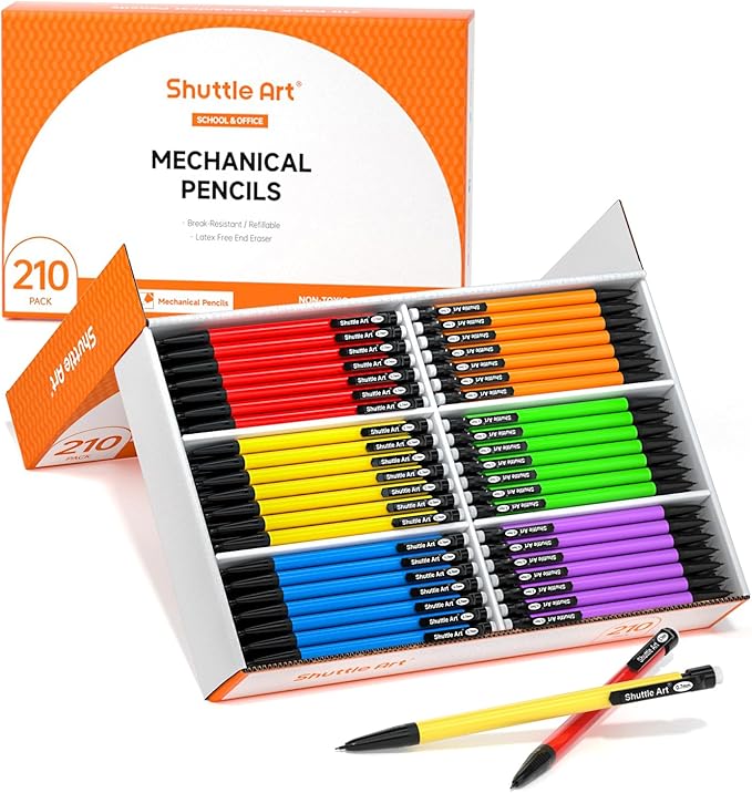 Shuttle Art Mechanical Pencils, 210 Pack Bulk Mechanical Pencils 0.7mm Medium by ShuttleArt