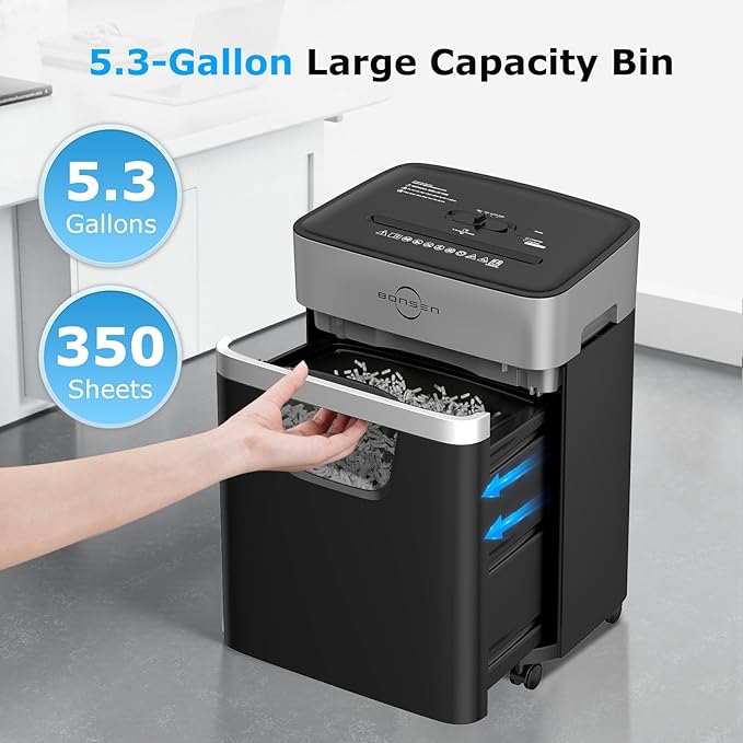 BONSEN 14-Sheet Paper Shredder for Home Office, Heavy Duty Cross Cut Shredder - Image 5