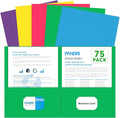 Two Pocket Folders, PANDRI 75 Pack 2 Pocket Folders, Letter Size Paper File by PANDRI