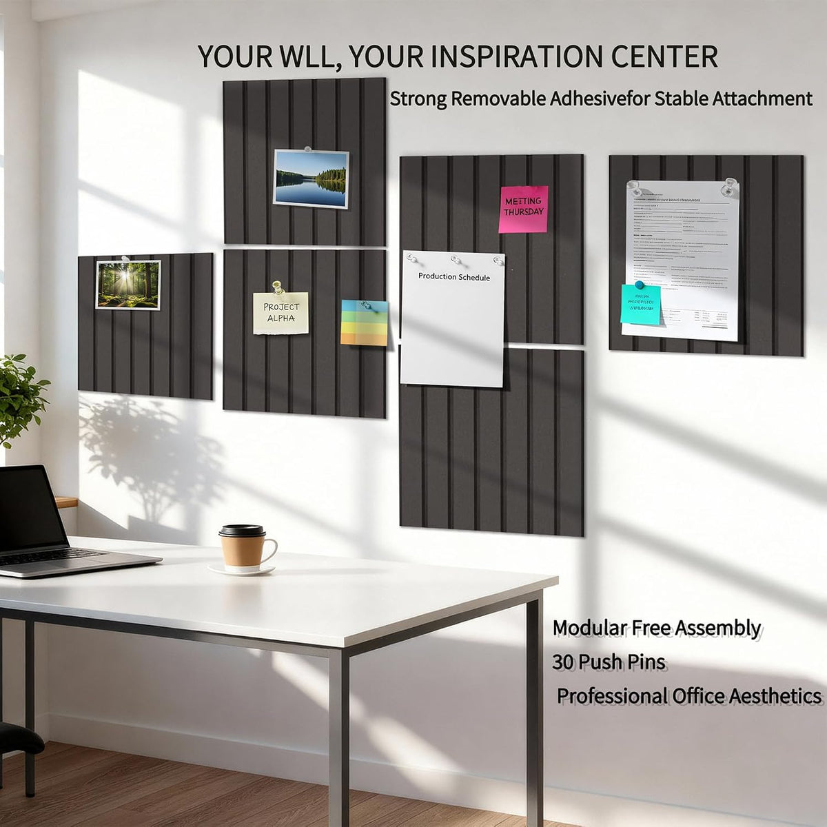 12 Pack Bulletin Boards 48" x 36" Alternative Cork Board for Office...