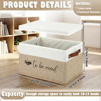 Marsui 1 Pcs Book Lover Gifts TBR Book Storage Basket with Lids,Camel | To Be Read Storage Bin, Linen with Leather Handles, Organizer for Paperback Novels, Bookish Gifts for Club Readers Teachers