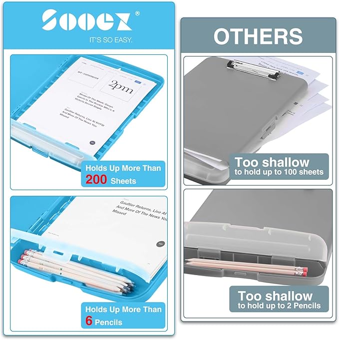 Sooez Clipboard with Storage, High Capacity Nursing Clip Board 8.5 x 11 with - Image 3