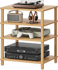 4-Tier AV Media Player Stand, Natural Stereo Cabinet, Modern Audio Shelf by LELELINKY