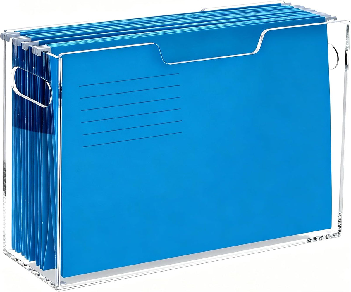 DINGHUO Acrylic Hanging File Organizer Box, Legal Size Clear File Storage Box...