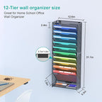 VEESUN 12 Tier Wall File Organizer, Mesh Letter Magazine Mail Wall File Holder - Image 2