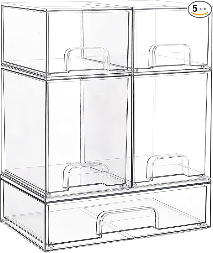 Vtopmart Stackable Storage Drawers Set of 5, Beauty Supplies Storage, Pantry by Vtopmart