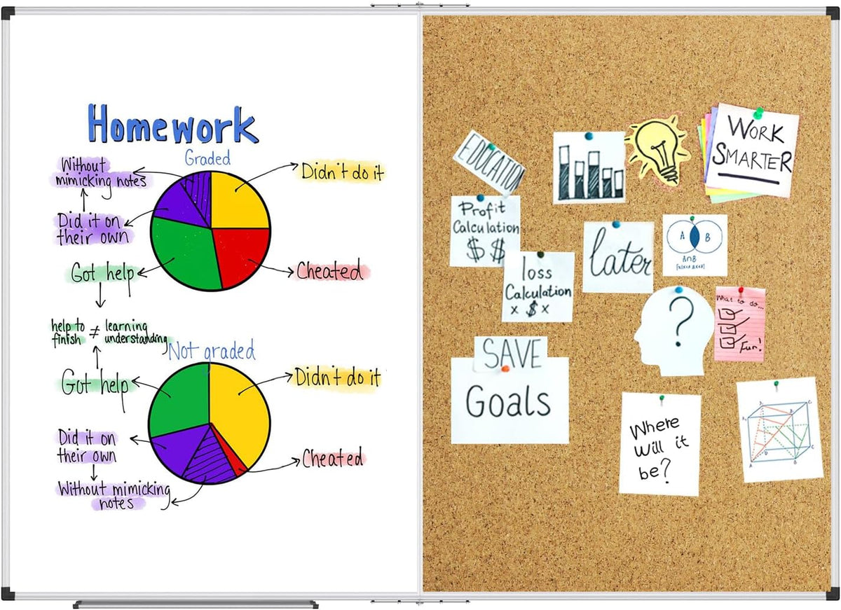 XBoard Magnetic White Board and Bulletin Corkboard Combination, 36 x 24 Inch ...