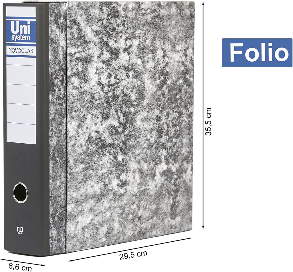 Unipapel | File Cabinet with Lever and Box | Folio Size | 65 mm Nickel Plated Rings | Ollao Front | Long Corner | 35 x 29 x 7.5 cm | Lined Cardboard | Heather | Unisystem Novoclas | FSC Certified