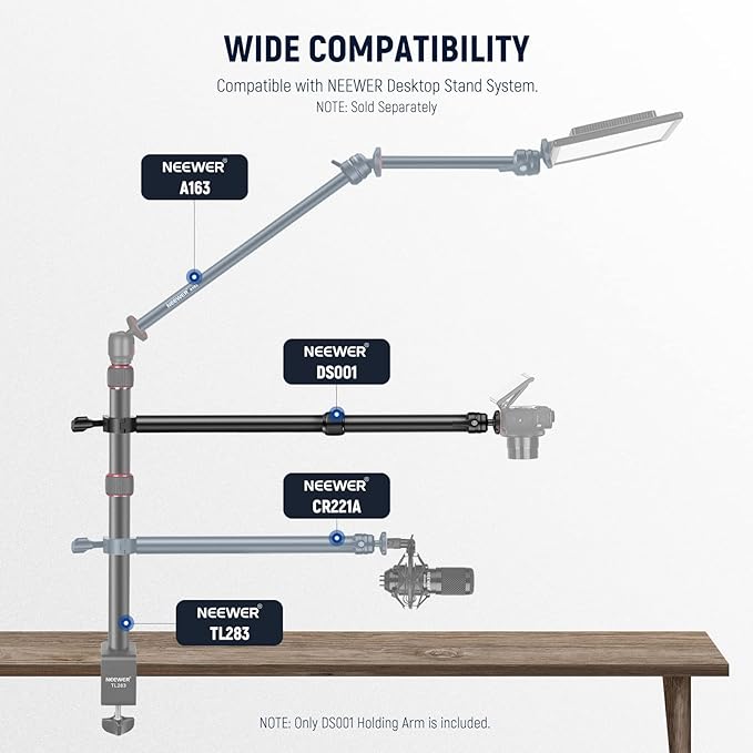 NEEWER DS001 Table Overhead Camera Mount Arm 11.8-20 inches/30-51 cm Telescopic - Image 4