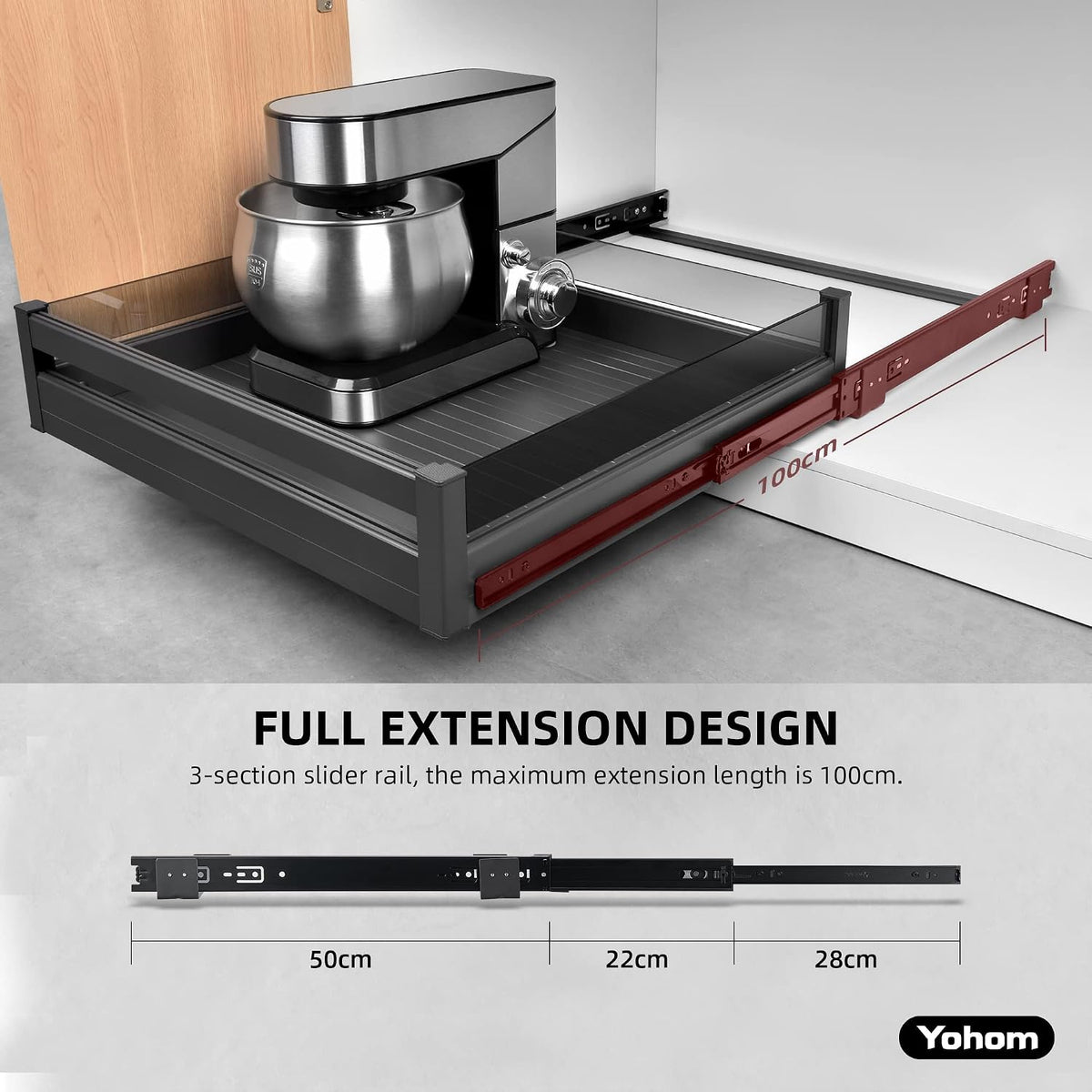 YOHOM Pull Out Cabinet Organizer – 23" W x 21" D Aluminum & Gla...