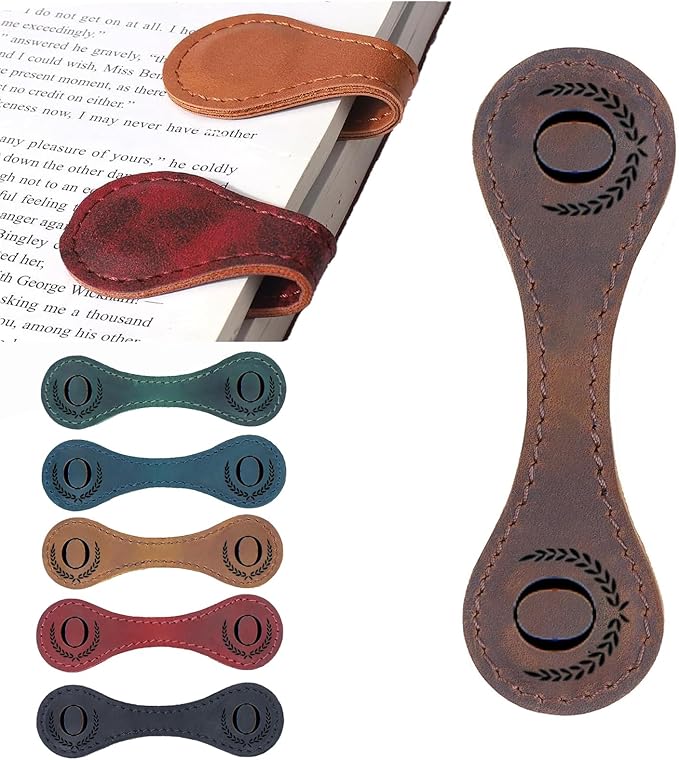 Personalized Magnetic Leather Bookmark, 26 Letters Custom Leather Bookmarks by Artlaza