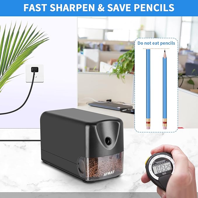 AFMAT Heavy Duty Electric Pencil Sharpener, Classroom Pencil Sharpeners - Image 4
