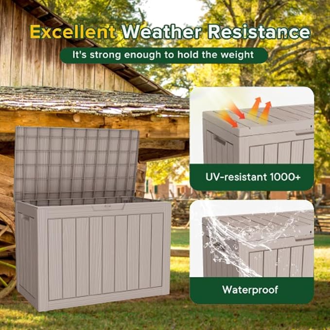 Yardgrace 45 Gallon Outdoor Storage Box Waterproof, Resin Deck Boxes - Image 4